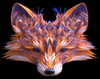 Original Animal Art | Creative Wall Print | Colorful Digital Download | Unique Digital Art | Beautiful Fox Print | Fantasy Animal Print