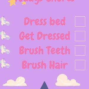 Fairy Castle Kids Chore List Printable