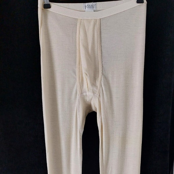 Vintage HANRO Creme reine Wolle Long Johns - m-l