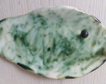 Marble Ceramic Flat Fish Shape  Dish - Spoon Rest, Trinket Bathroom  Decor