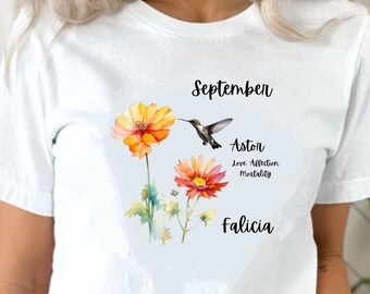 Personalized Birth Flower T-Shirt for September