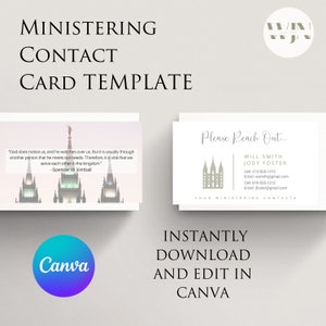 Tarjetas de contacto ministeriales SUD / Modernas / Imprimibles / Plantilla / Canva / Descarga instantánea