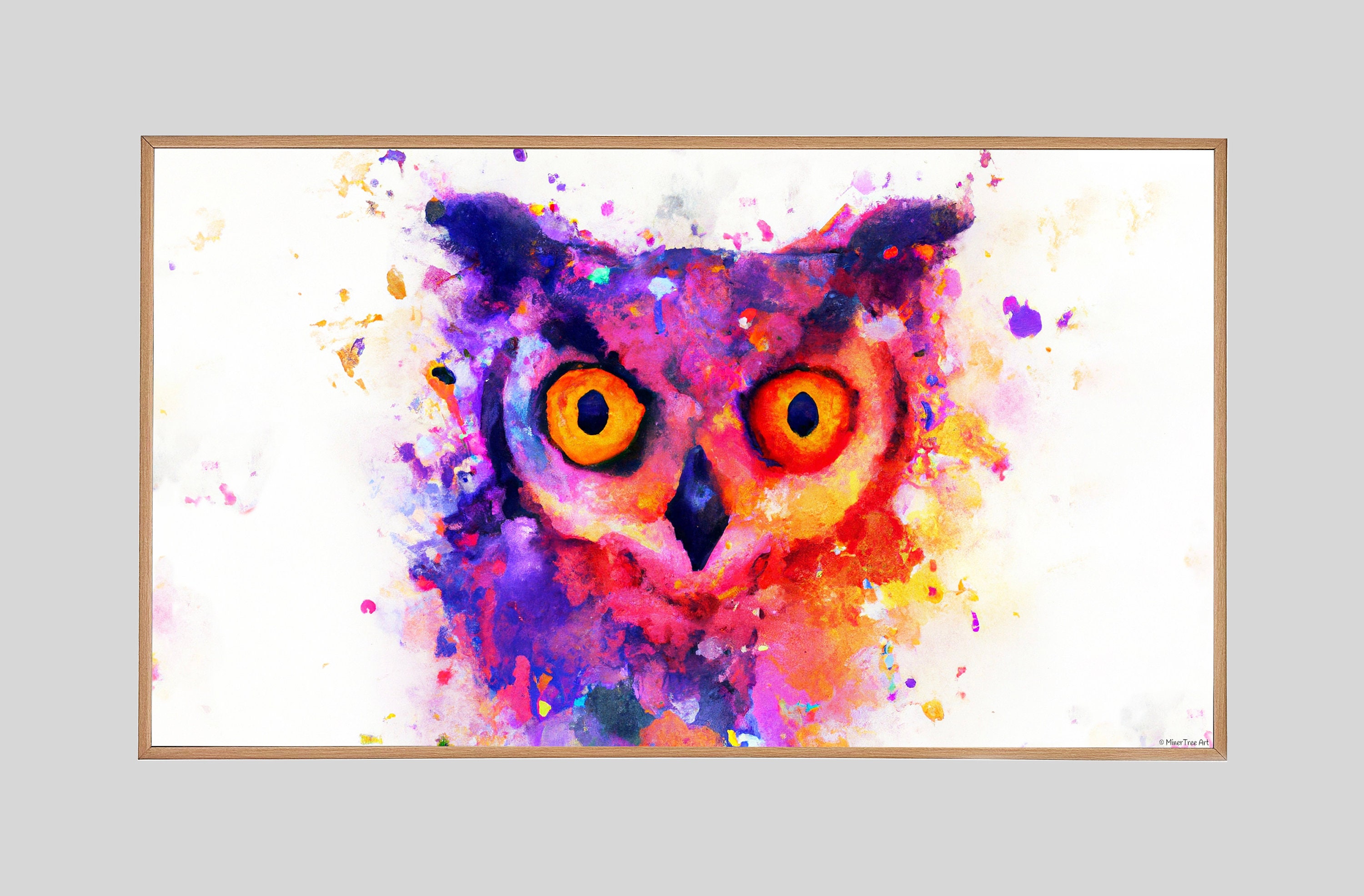 Colorful Owl Portrait: Samsung Frame TV Art (Digital Download)