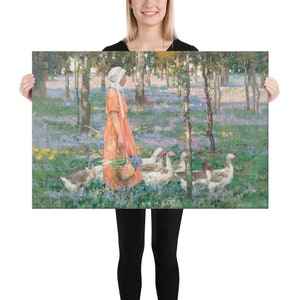The Goose Girl by Stanley Royle, Print on Canvas, 24x36 inches
