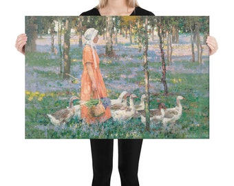 The Goose Girl by Stanley Royle, Print on Canvas, 24x36 inches