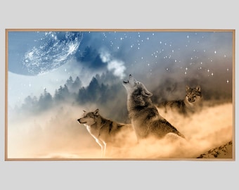 Wolves in Moonlight Samsung Frame TV Art (Digital Download)