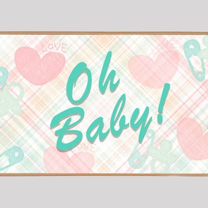 Samsung Frame TV Art, Oh Baby, Baby Shower Backdrop, Digital Art, Instant Download, Frame Tv Background Art, Wall Art, Baby Shower