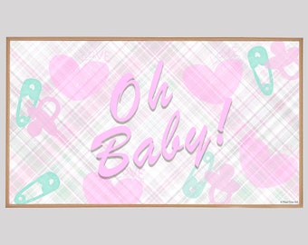 Pink Oh Baby Samsung Frame TV Art: Girl Baby Shower (Digital Download)