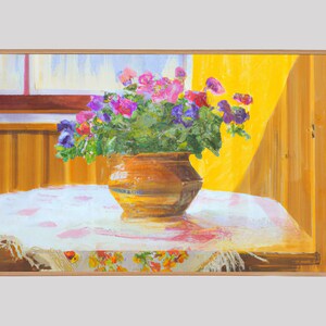 Samsung Frame TV Art, kleurrijke bloemen op keukentafel schilderij, Instant Download, TV Frame Art, Tv Art, Fine Art, AI Painting, Samsung Art
