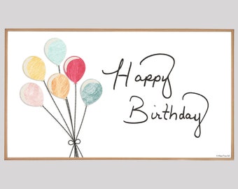 Samsung Frame TV Art: Happy Birthday Balloons (Instant Download)