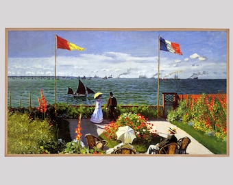 Samsung Frame TV Art, Jardin a Sainte-Adresse by Monet, Instant Download, TV Frame Art, Monet Painting, TV Art, Fine Art for Tv, Samsung Art