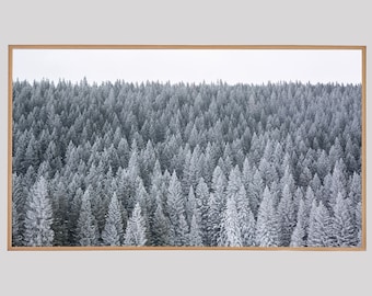 Winter Pine Tree Snow Scene - Samsung Frame TV Art (Digital Download)