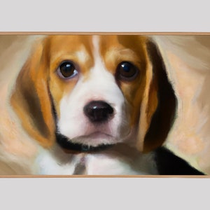 Beagle Puppy Portrait: Samsung Frame TV Art, Oil Painting (Digital Download)