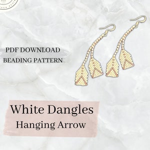 White Dangle Earrings Pattern _ Purple Arrows _ Beading Pattern _ Seed Bead Design _ Brick Stitch Pattern _ Beaded Earring Pattern