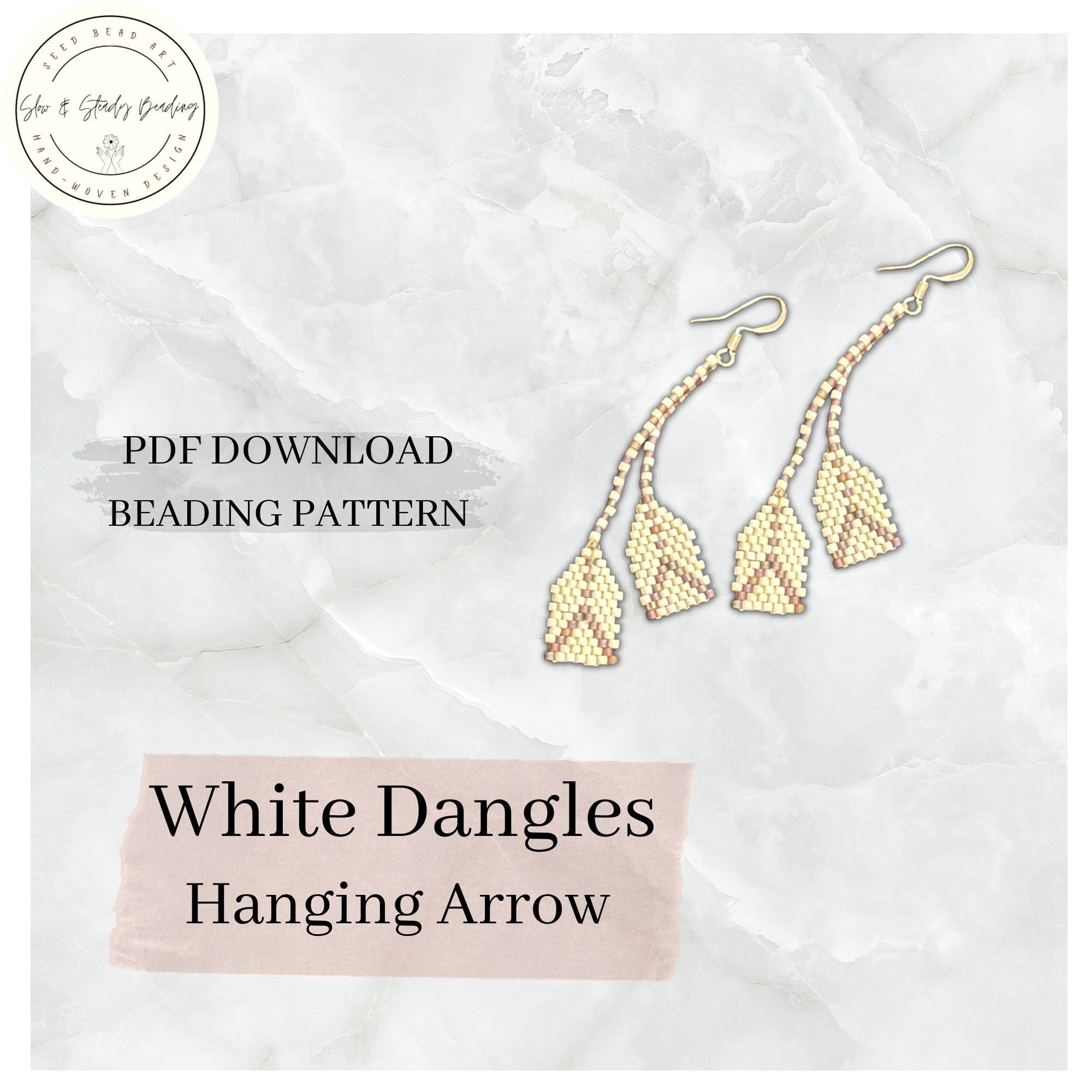 Dangle Earring Patterns White Dangle Earrings Pattern _ Purple Arrows _ Beading Pattern _ Seed ...