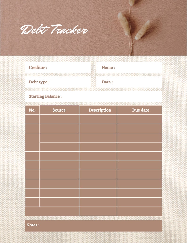 Redito Name Debt Tracker - Etsy