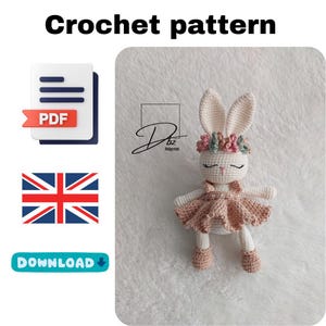Schema all'uncinetto per coniglietto, regalo per neonato, coniglio all'uncinetto, schema per giocattoli all'uncinetto, peluche, animale di peluche,