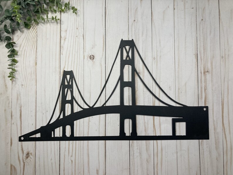 Mackinac Bridge Metal Wall Art Sign Etsy
