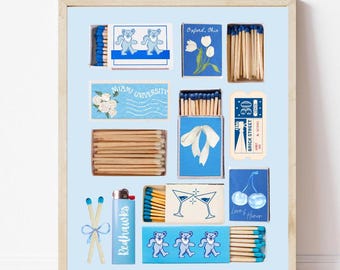 Miami University Matchbox Art, Oxford Matches Art, Blue Aesthetic Digital Download, Miami Ohio, Oxford Wall Prints, Blue Dorm Decor