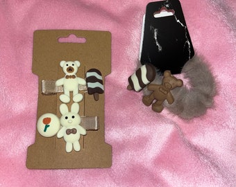 3pcs set bear hair pins and accessories hair ties