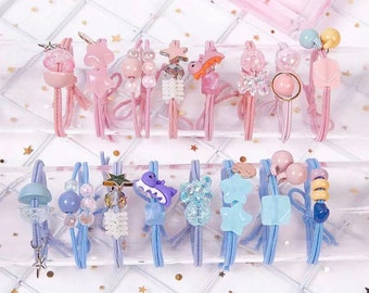 8 Pcs Girls Sweet Elastic Hair Ties Head Hair Tie Bands Ropes Girls Ponytail Holders