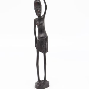 African Hand Carved Ebony Wood Figure From Tanzania