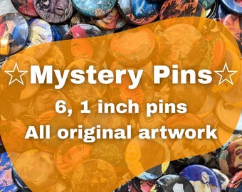 Mystery Button Pack, Original Art Pins, 1-Inch Buttons (6 pc)