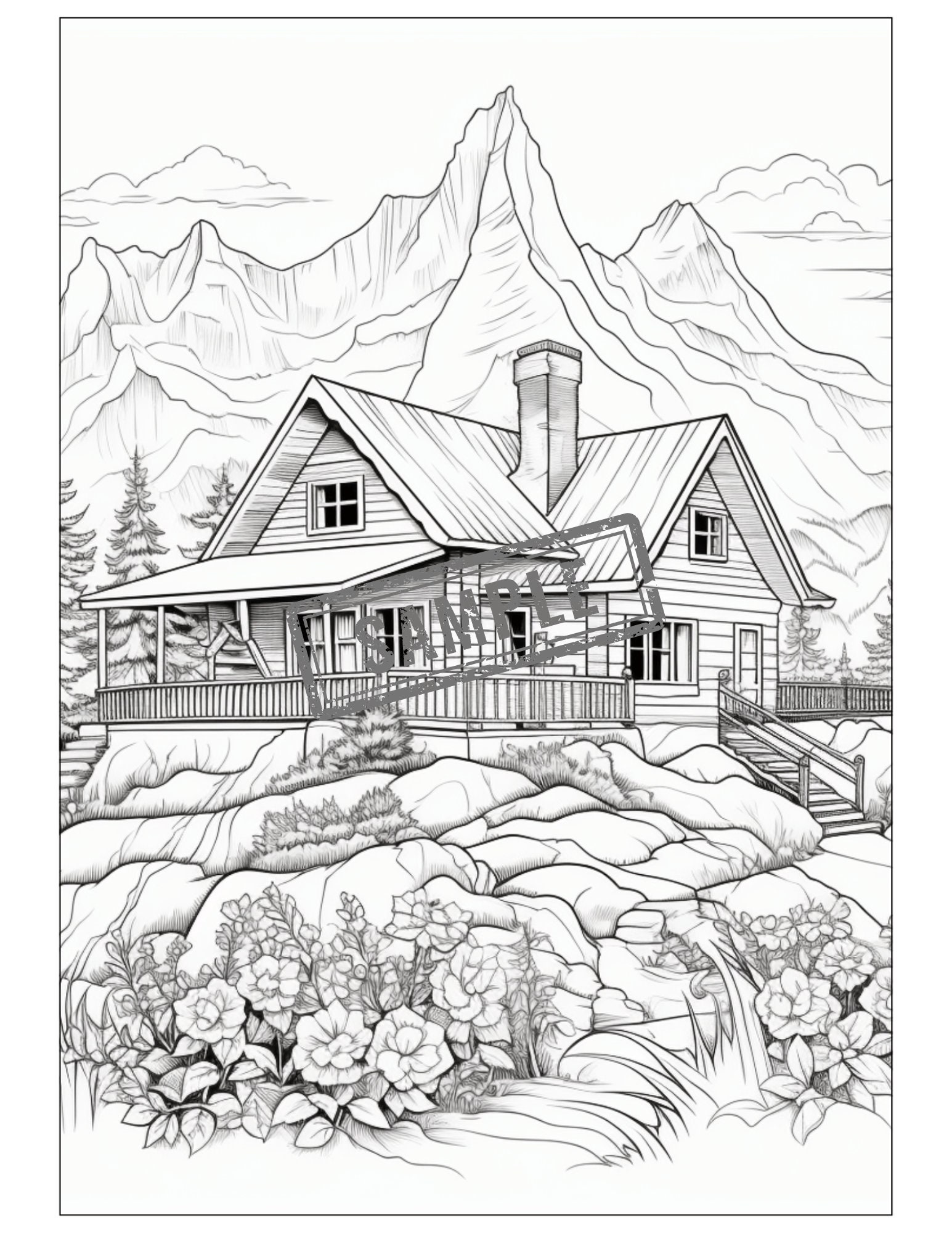 Colourable House Cottages and Cabins Coloring Pages - 59 Coloring Pages a Delightful Way ...
