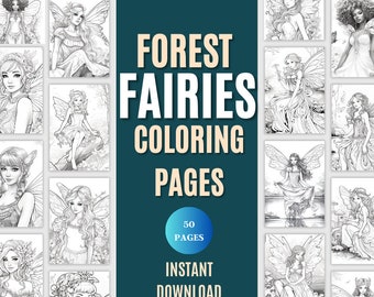 Forest Fairies kleurboek: Vol 2 - 50 pagina's grijswaarden kleurboek (afdrukbare PDF)