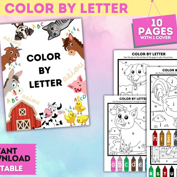 Color By Letter Animal Coloring Pages Color Pages Kids Color by Letter Color by Number Paint by Number Color by Number Kids Toddler Coloring