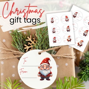 Editable Christmas Gift Tags | Gnome Santa | Cute Christmas Gift Tags - Digital Download