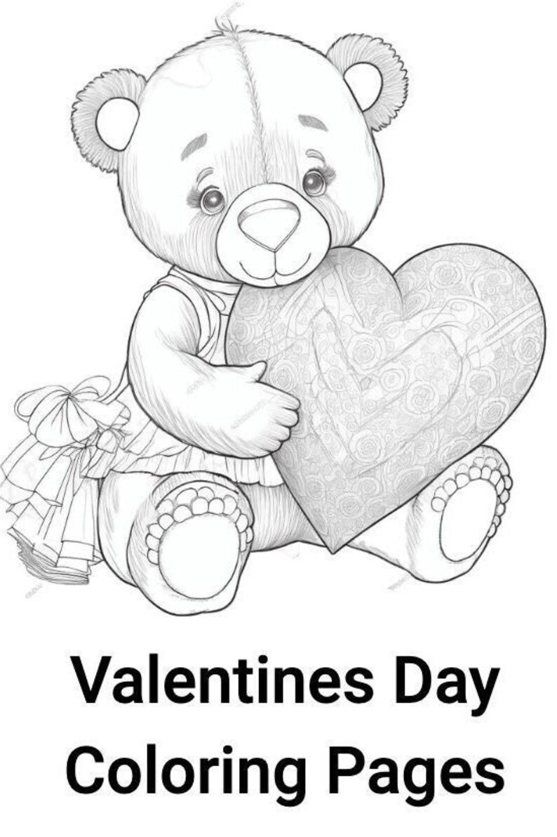 Valentines Day Coloring Pages, Adult Coloring Page - Etsy