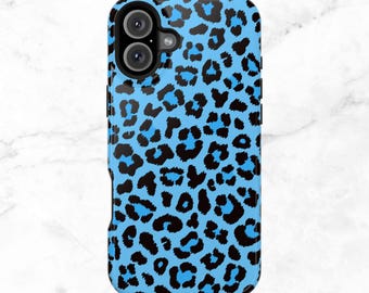 Coque de portable léopard bleue MAGSAFE : coque magnétique pour iPhone
