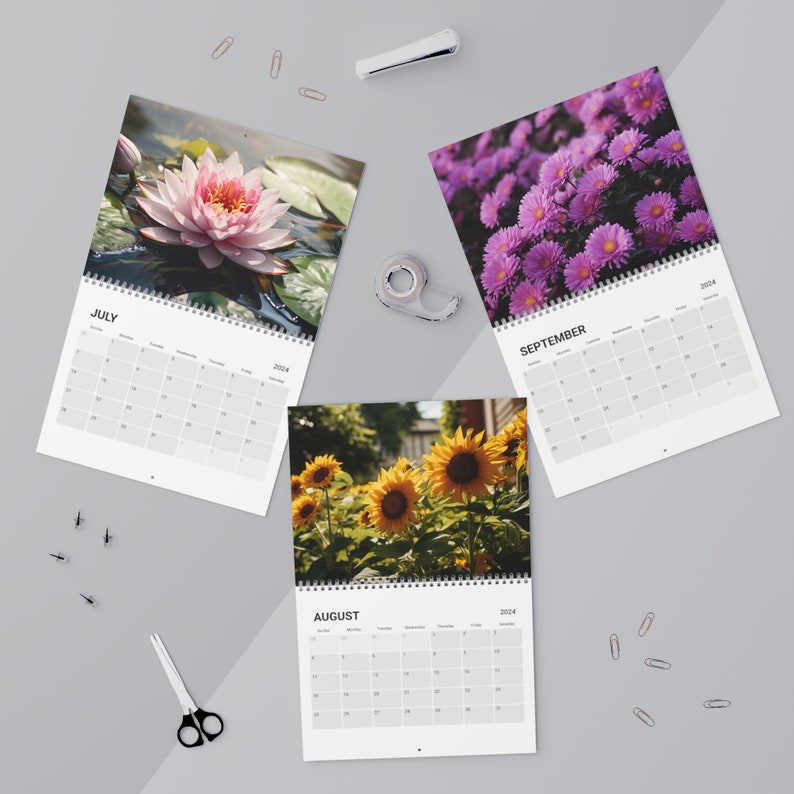 2024 Monthly Floral Calendar, 2024 Flower Wall Calendar, Floral Wall