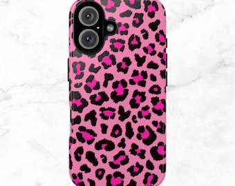 Coque de portable rose léopard : coques d'iPhone et de Samsung Galaxy à imprimé animal