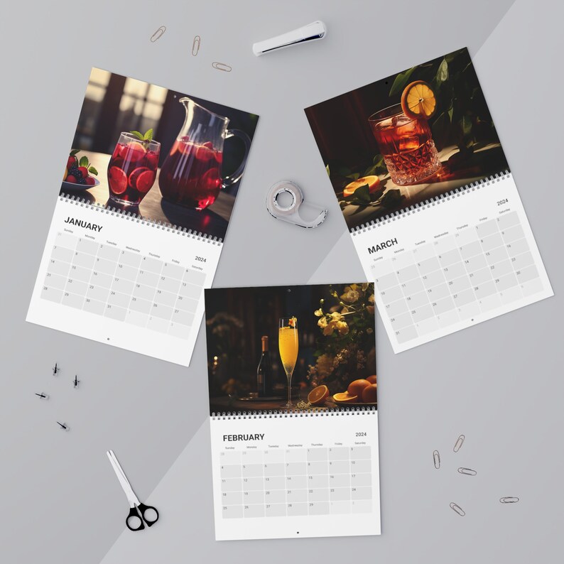 2024 Cocktail Calendar, 2024 Wall Calendar, Cocktail Calendar 2024