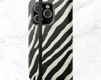 Étui pour téléphone Zebra : étui en cuir végétalien avec porte-cartes