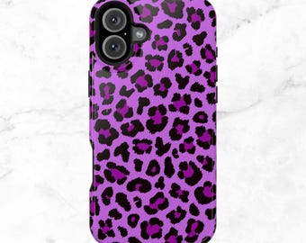 Coque de portable léopard violette MAGSAFE : Coque magnétique pour iPhone