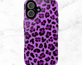 Coque de portable léopard violette : coques d'iPhone et de Samsung Galaxy à imprimé animal
