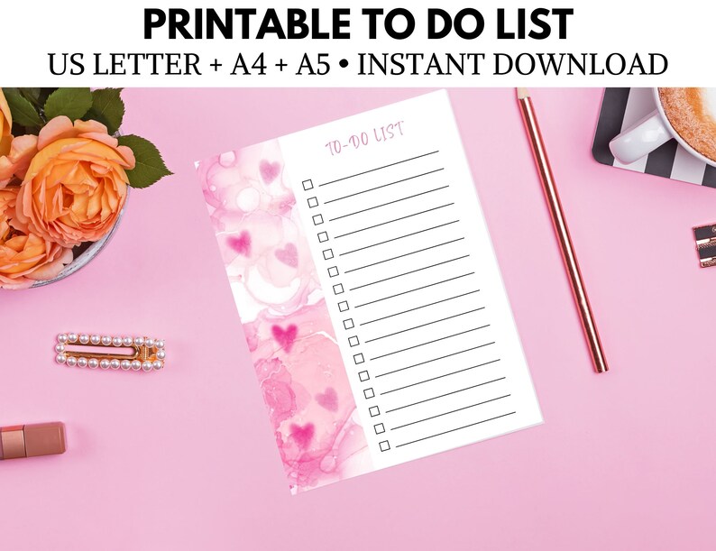 Printable to Do List Printable Checklist Printable Pink to - Etsy