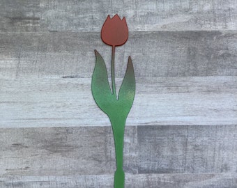 Tulip Flower Metal Yard Stake Garden Art