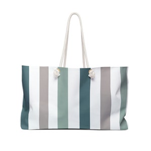 Eucalyptus & Sage Stripe Hampton Weekender Bag || Tote Bag