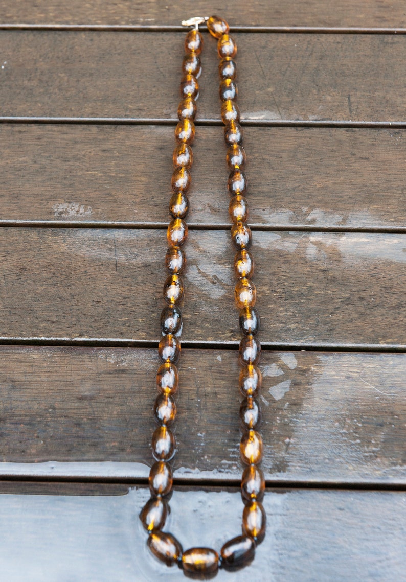 Mid Century, Hand Made Copal Necklace Consisting of 40 Single Knotted Copal Beads. image 2