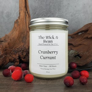 Cranberry Currant Scented Soy Candle | Natural Soy Wax Candle | Container Candle | Dye Free |  Hand Poured |Small Batch