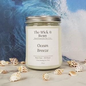 Ocean Breeze Scented Soy Candle | Natural Soy Wax Candle | Container Candle | Dye Free | Hand Poured |Small Batch