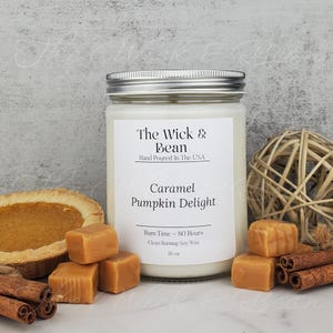Caramel Pumpkin Delight Scented Soy Candle | Natural Soy Wax Candle | Container Candle | Dye Free | Hand Poured |Small Batch