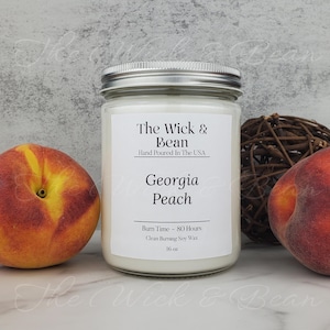 Georgia Peach Scented Soy Candle | Natural Soy Wax Candle | Container Candle | Dye Free | Hand Poured Small Batch