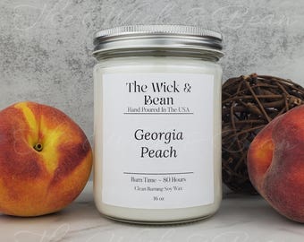 Georgia Peach Scented Soy Candle | Summer Fragrance | Hand Poured Small Batch