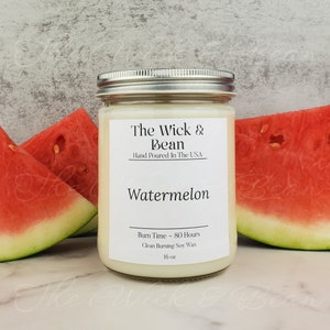 Watermelon Scented Soy Candle | Natural Soy Wax Candle | Container Candle | Dye Free | Hand Poured |Small Batch