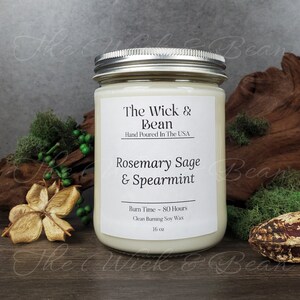 Rosemary Sage & Spearmint Scented Soy Candle | Natural Soy Wax Candle | Container Candle | Dye Free |Hand Poured |Small Batch